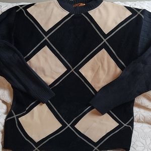 Faux Suede Color block sweater XL